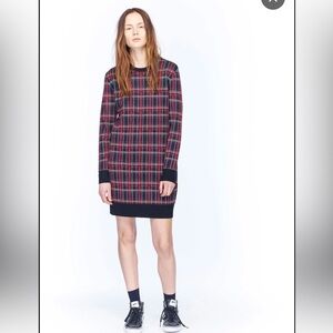 6397 Marino Wool Mini Dress In Stewart Plaid Size Large